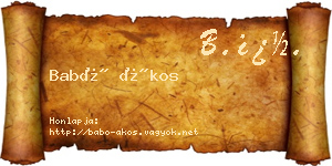 Babó Ákos névjegykártya